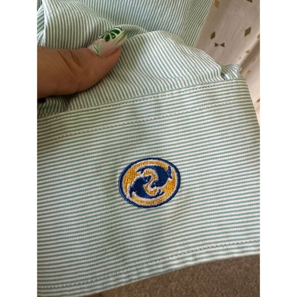 Peter Millar Men Performance Nylon Stretch Pin Stripe Button Down Collar Shirt L - Picture 6 of 10